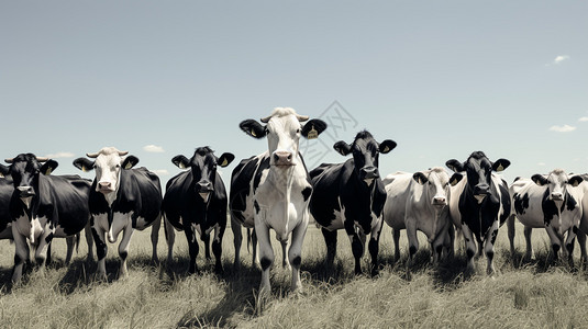 草地上的一群牛背景图片