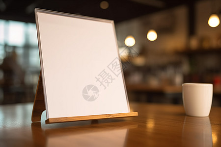 酒吧的桌子一个木质画架高清图片