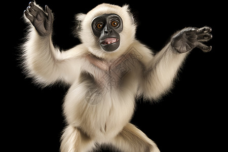 白猴伸展手臂高清图片