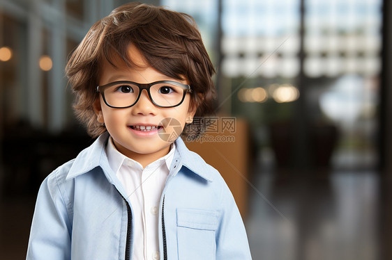 一个戴眼镜的男孩图片