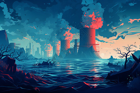 核污染对海洋的影响背景图片