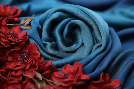 丝绸与传统花卉背景图片