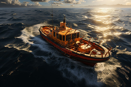 海浪中的救生艇图片