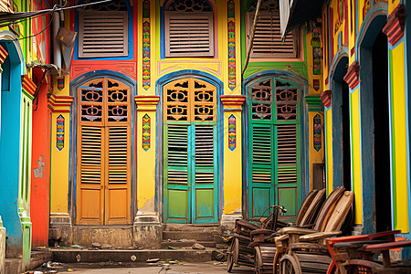 印度建筑构造多彩的古老建筑背景