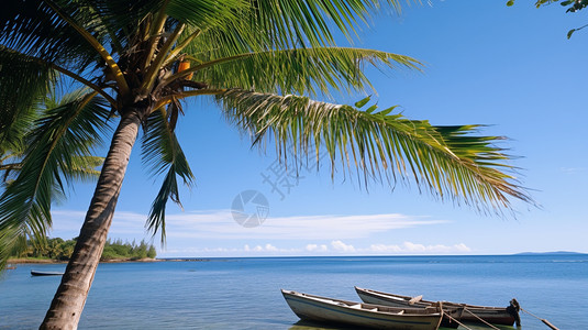 海滩上的树木椰子树图片