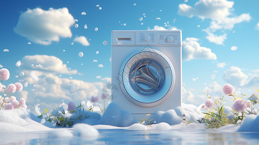清洗衣服的洗衣机背景图片