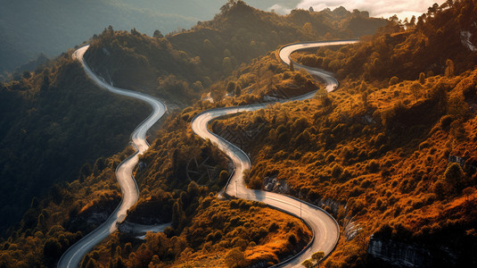 山上蜿蜒的山路背景图片