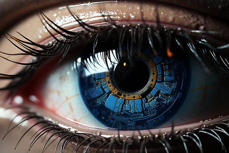 蓝色的机械眼球图片