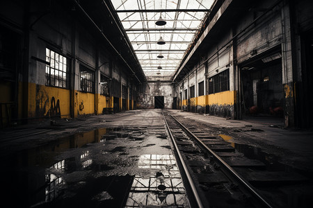 工业遗址中的铁路站图片