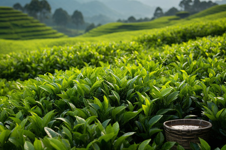 茂盛的茶叶背景图片