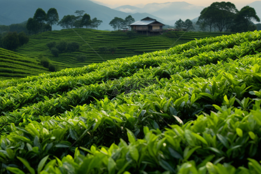 山上的茶园图片