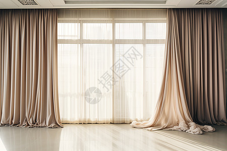 现代简约的大窗帘墙背景图片