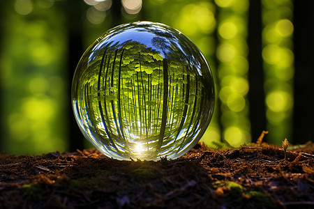 森林中的玻璃球图片