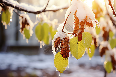 冬日结冰的树枝图片