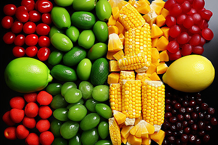 健康的水果和玉米图片