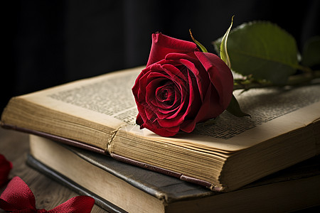 鲜红的花束中的书籍图片