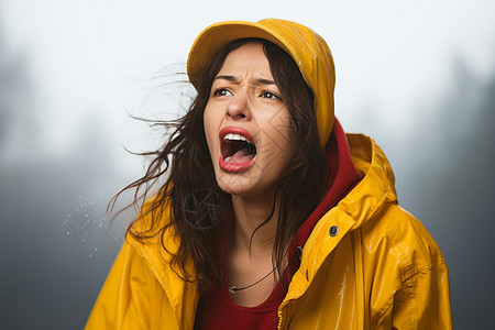 雨中的呐喊女人图片