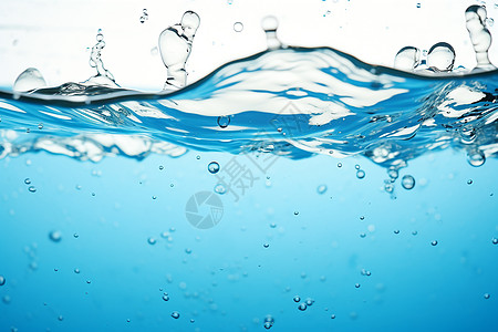 水泡背景下的蓝色水体照片图片