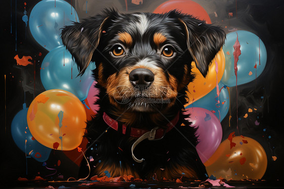 气球和小狗图片