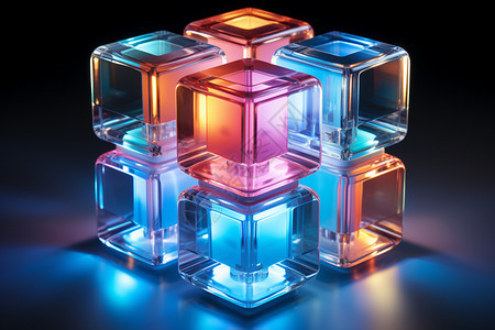 玻璃质感的立方体图片