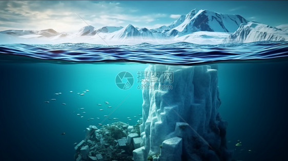 海洋上的冰山一角图片