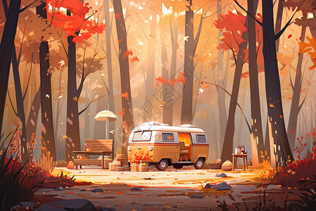 森林里的秋日美景图片