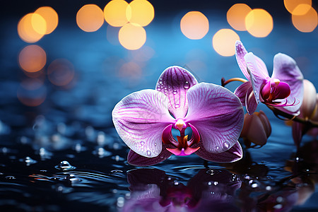 水面上的花朵图片