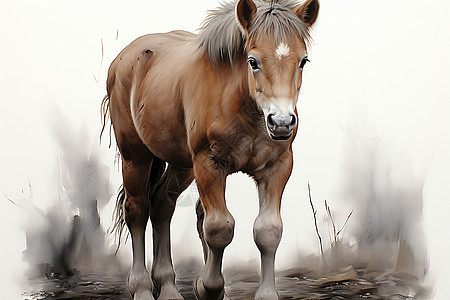 一匹马的插画图片
