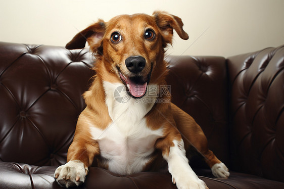 可爱的小狗在沙发上图片
