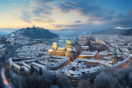 冬日城堡建筑背景图片