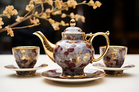 陶瓷的茶具背景图片