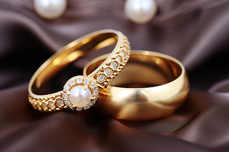 两个黄金结婚戒指图片