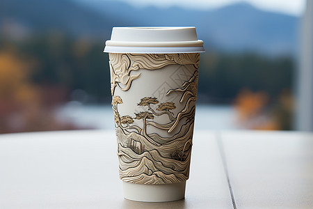 华丽设计的咖啡杯图片