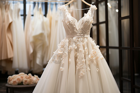 白色的丝绸婚纱高清图片