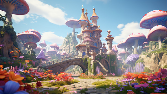 童话世界的城堡背景图片