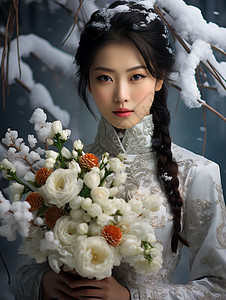 美丽的中国女孩背景图片