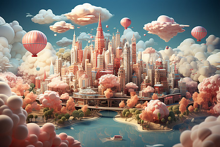 浮在空中的梦幻城市图片