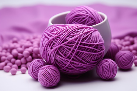 紫色丝线编织成的碗图片