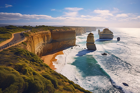 澳大利亚维多利亚州十二门徒海岸景观背景图片