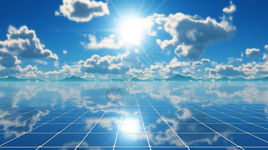 阳光下的太阳能板图片