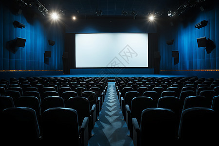 电影院中有一排排座椅图片