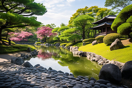 夏日的湖水背景图片