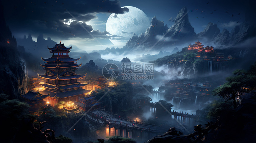 古代建筑雄伟的城市插画图片下载-正版图片600613949-摄图网