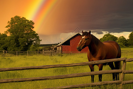 彩虹下的小马图片