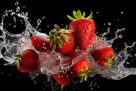 清澈水中的草莓图片