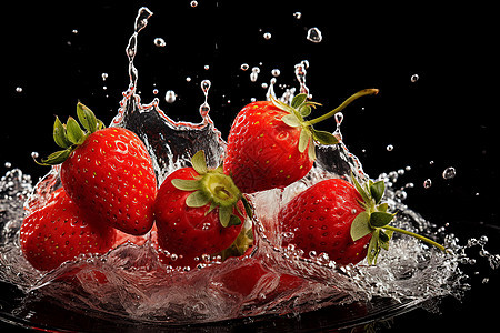 水滴飞溅的草莓图片