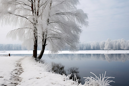 美丽的冬季湖面图片