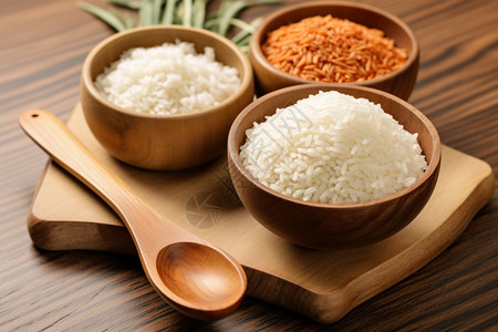 餐桌上的白米饭背景图片