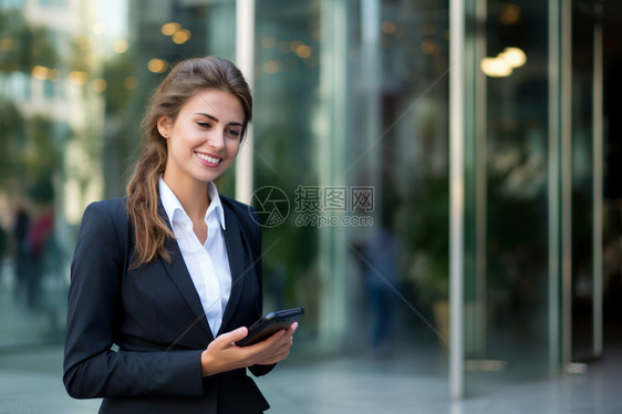 街道上开心的女人图片