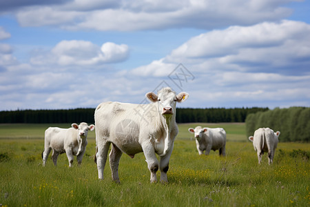 草原上嬉戏的牛群图片